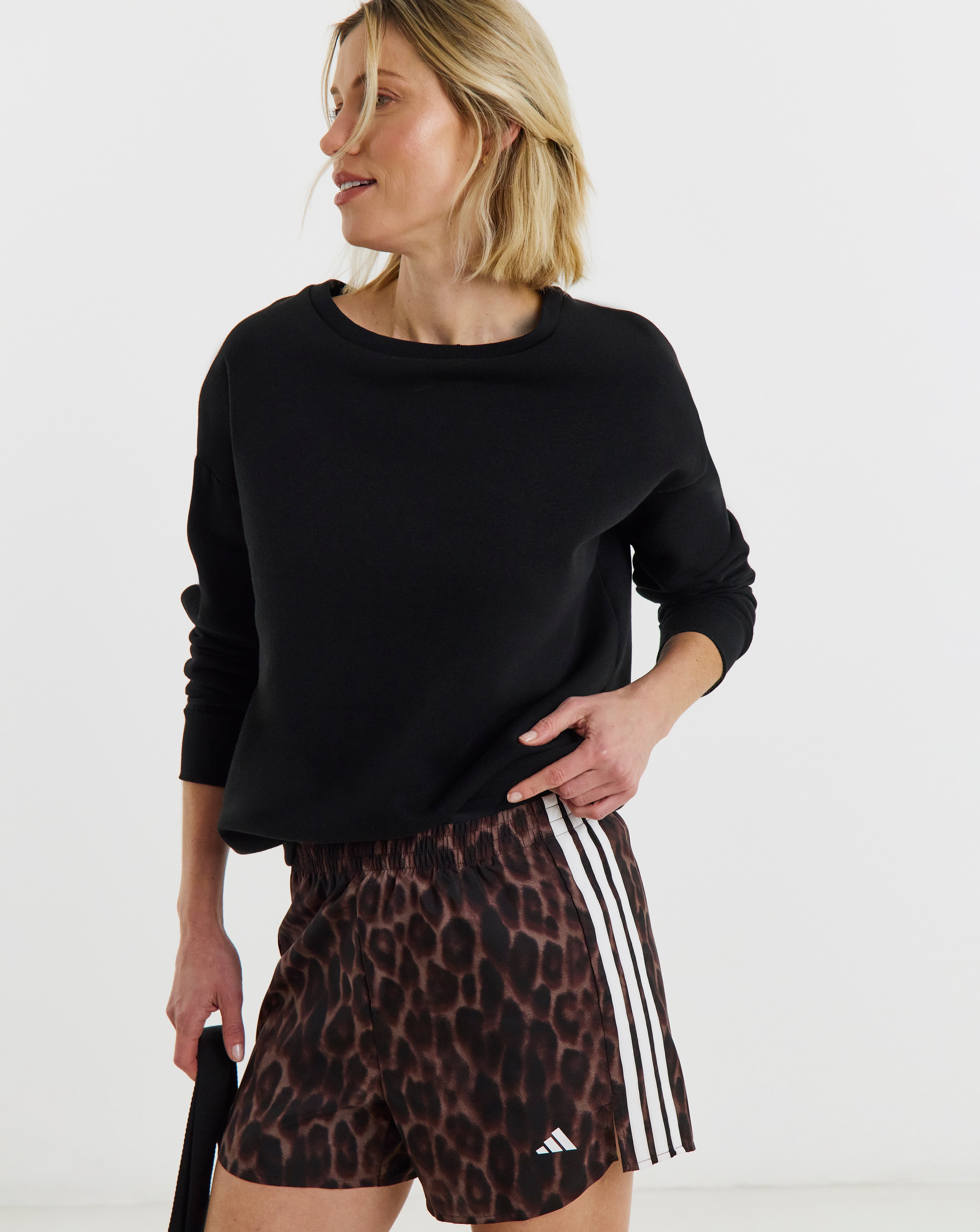 New In - adidas 3 Stripes Leopard Print Shorts