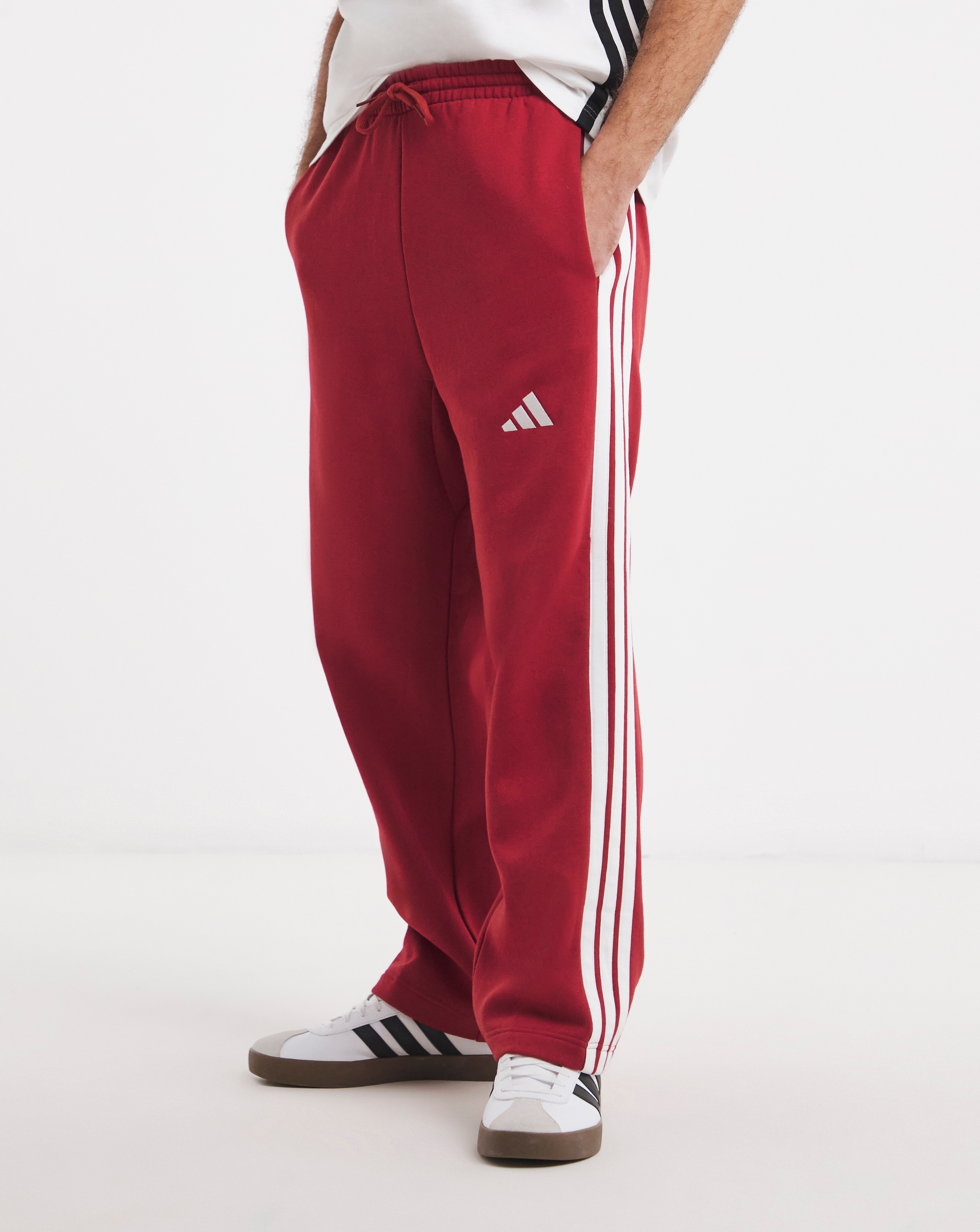 adidas Wide Leg 3 Stripes Fleece Pants