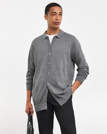 Cashmere Button Through Long Sleeve Polo