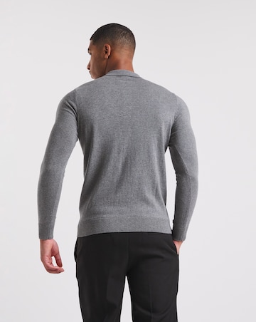 Cashmere Button Through Long Sleeve Polo