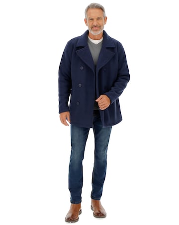 Navy Fleece Pea Coat
