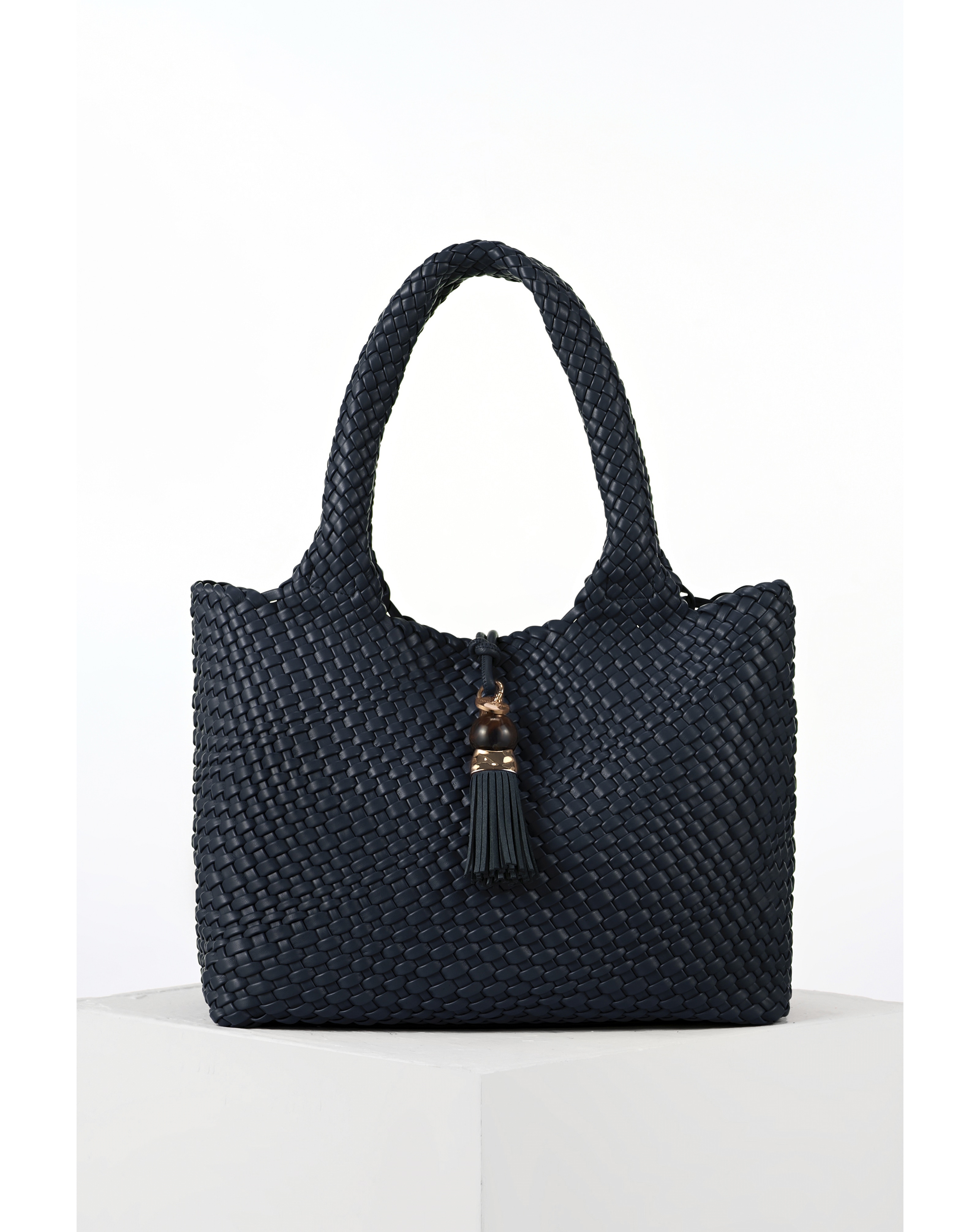 Luella Grey Saskia Navy Large Woven Tote