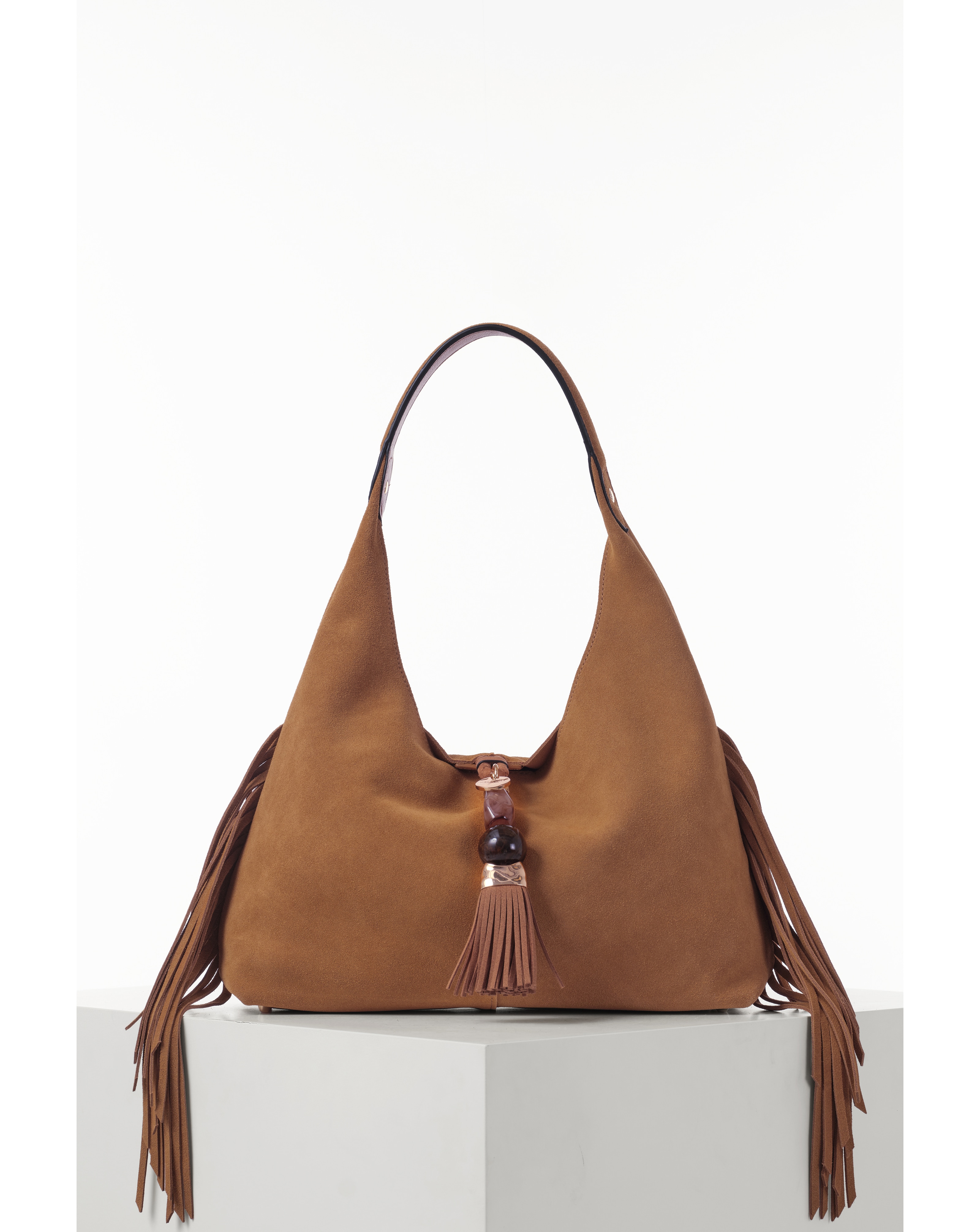 Luella Grey Paloma Camel Suede Bag