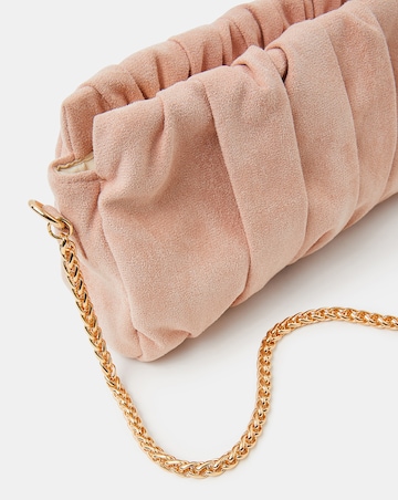 Accessorize Ruched Faux Suede Clutch Bag