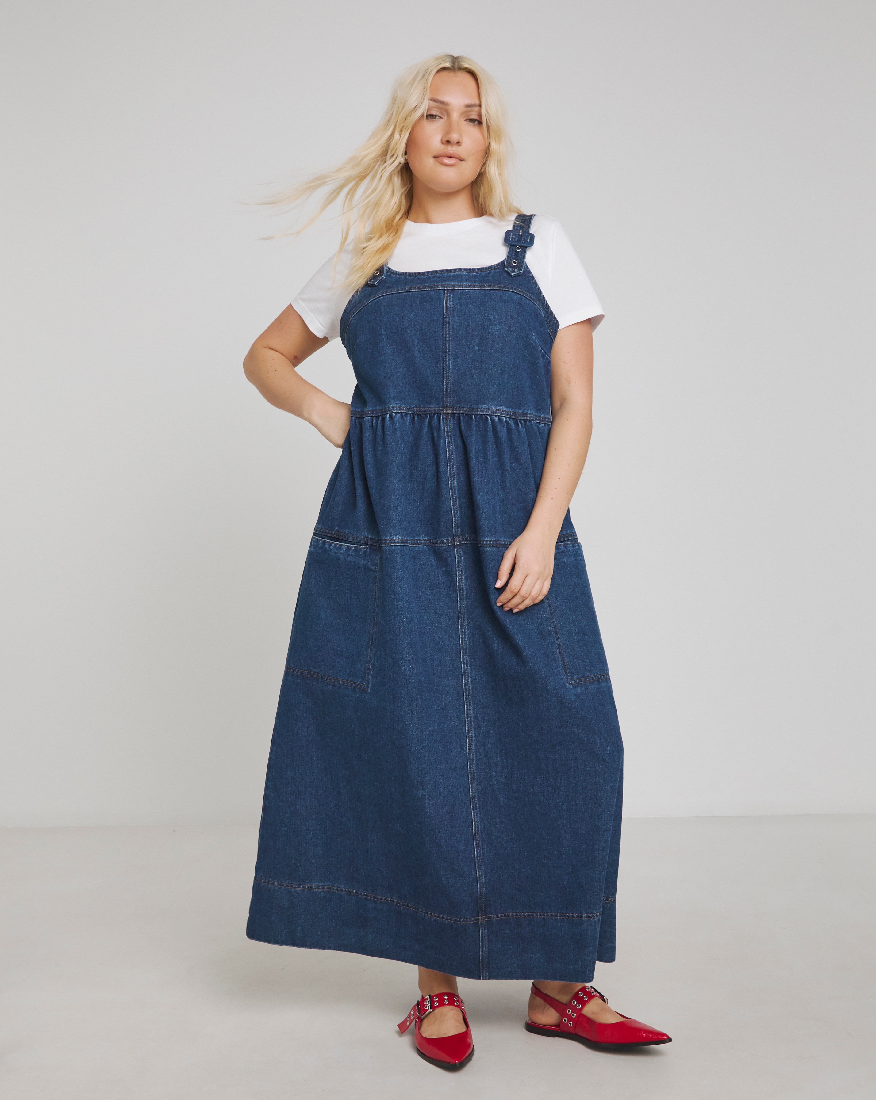 Simply Be Covered Buckle Dungaree Dress