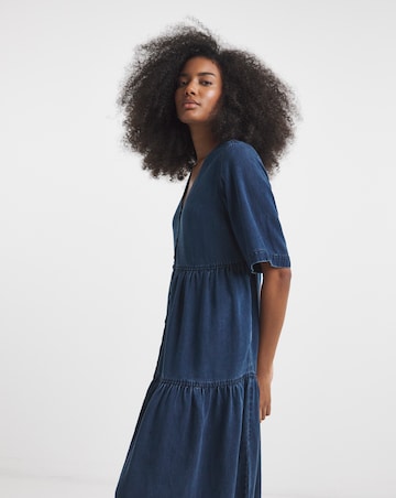 Simply Be Indigo Tiered Denim Smock Dress
