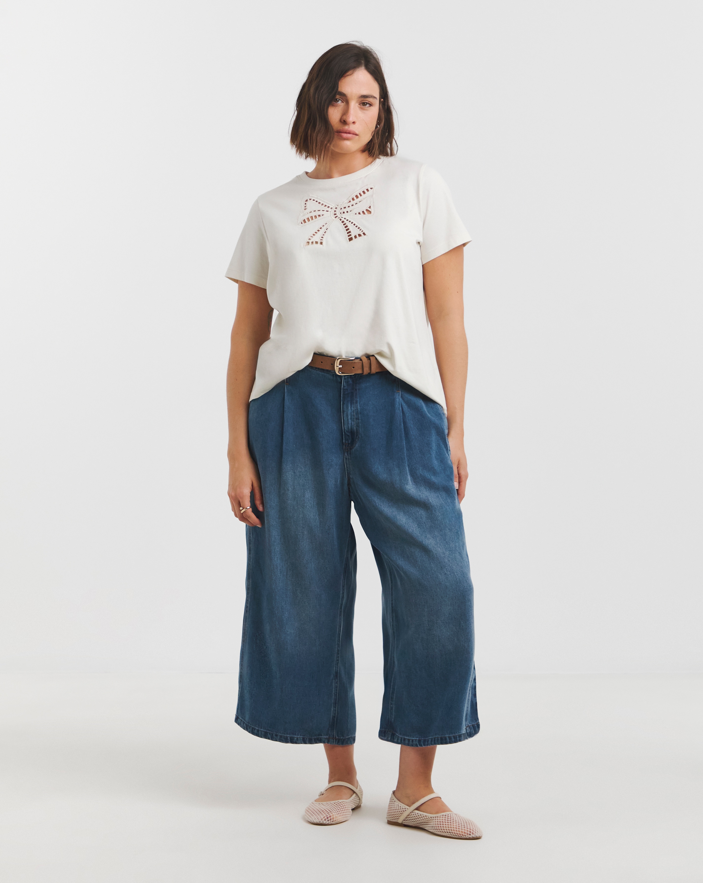 Simply Be Indigo Crop Wide Leg Jeans