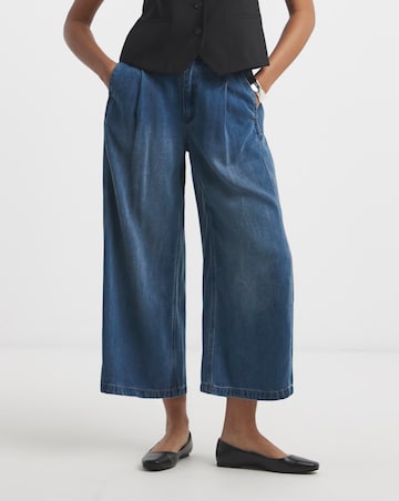 Simply Be Indigo Crop Wide Leg Jeans with Tencel TM Lyocell