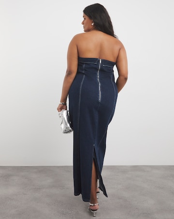 Indigo Bandeau Denim Column Dress