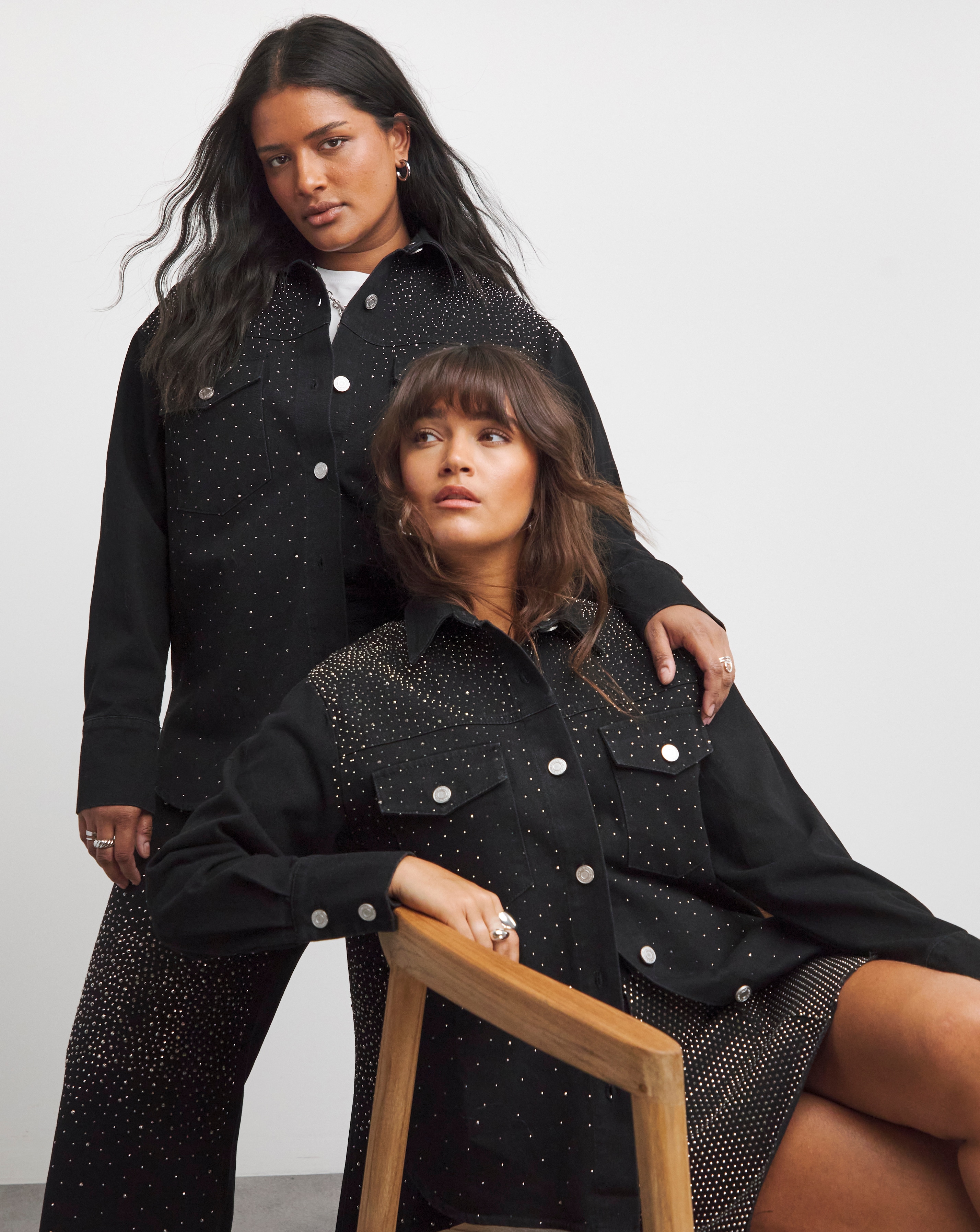 Embellished Oversized Denim Shirt