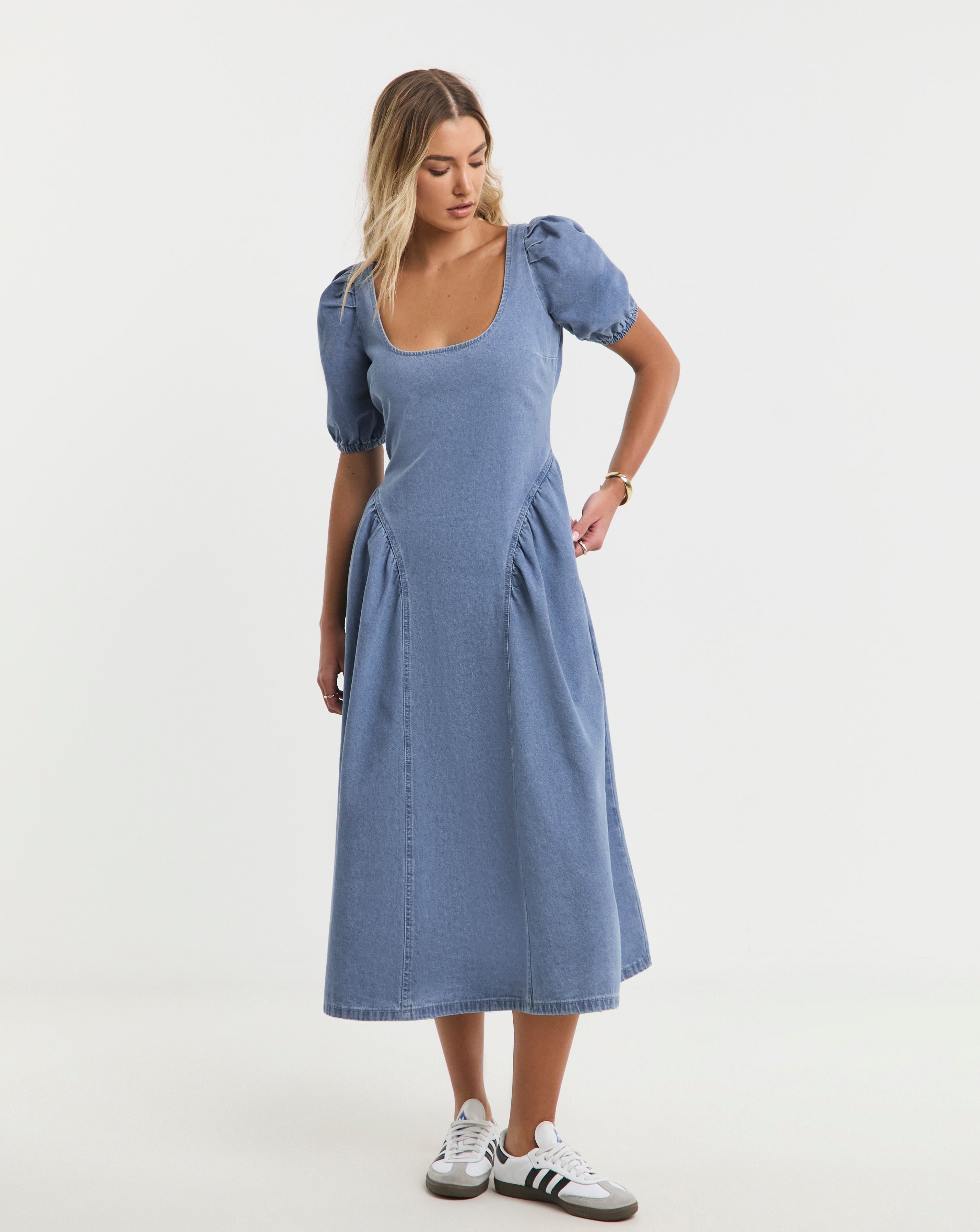 Denim Puff Sleeve Dress