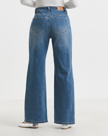 Simply Be Vintage Mid Blue Tie Front Wide Leg Jeans