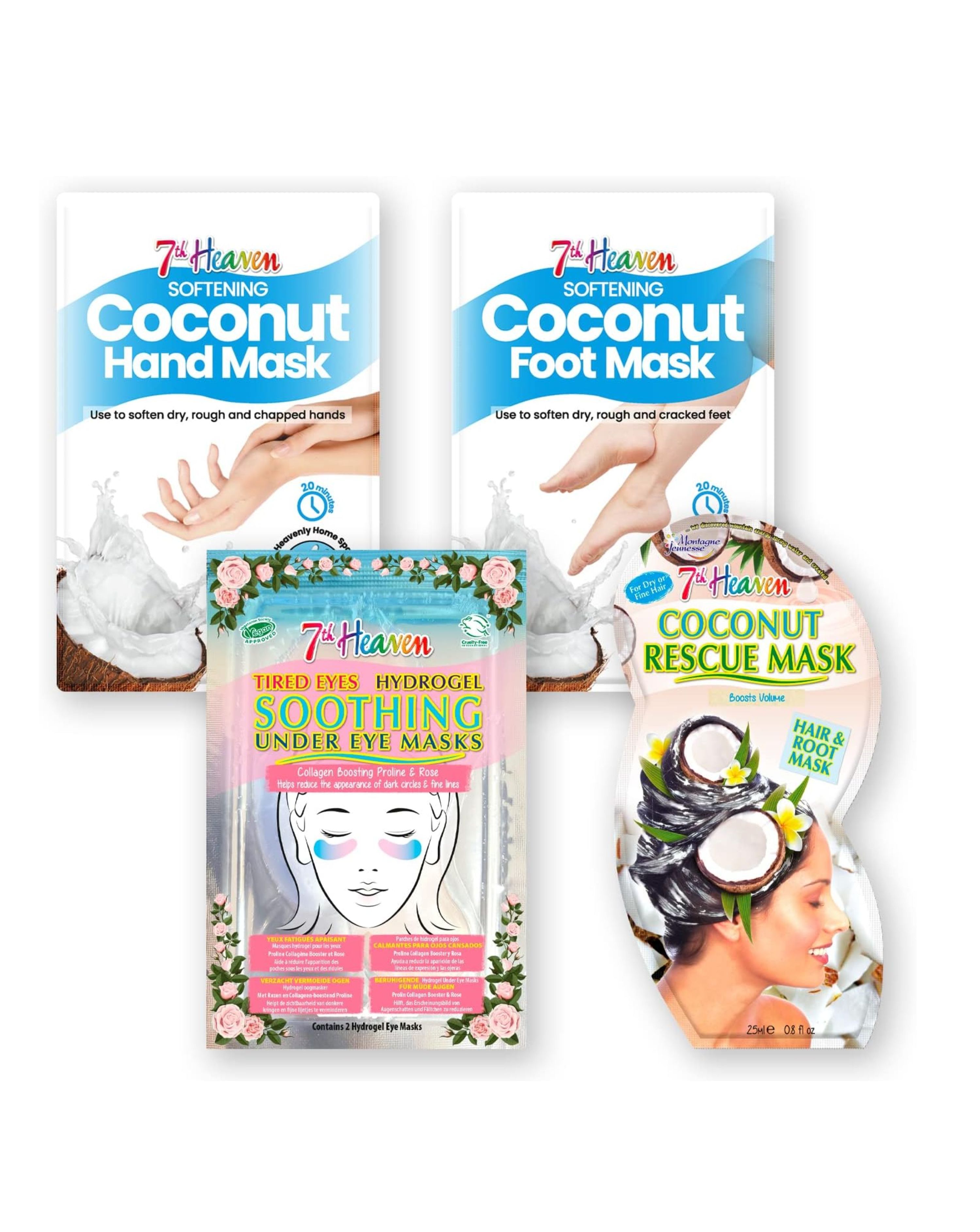 New In - Coconut Hair, Face, Eye & Feet Mask Set