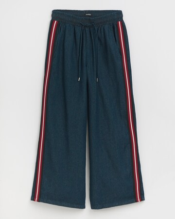 Simply Be Indigo Side Stripe Tie Waist Wide Leg Jogger Jeans