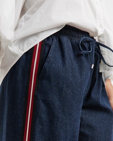 Simply Be Indigo Side Stripe Tie Waist Wide Leg Jogger Jeans