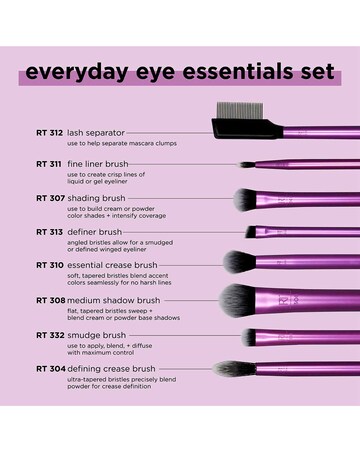 Real Techniques Everyday Eye Essentials 8 Piece Makeup Brush Set