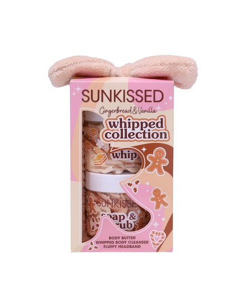 Sunkissed Gingerbread Whipped Body Butter, Soap and Scrub Gift Set with Headband