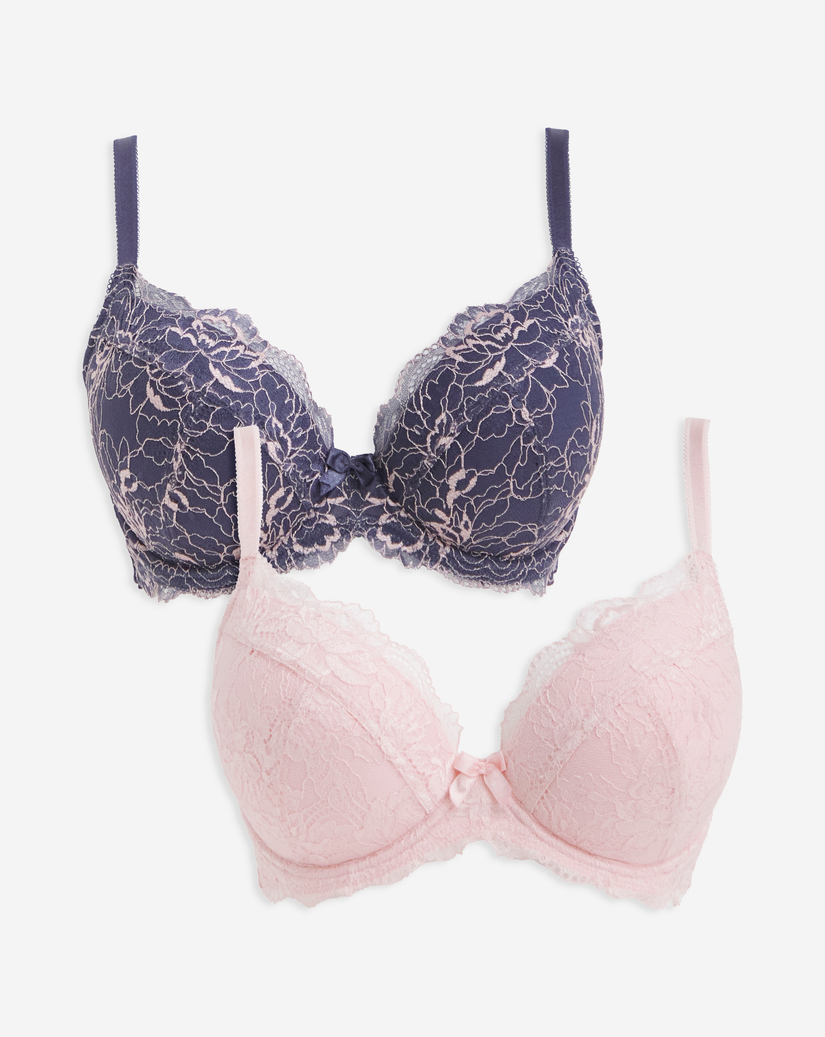 2 Pack Ella Lace Padded Plunge Bras