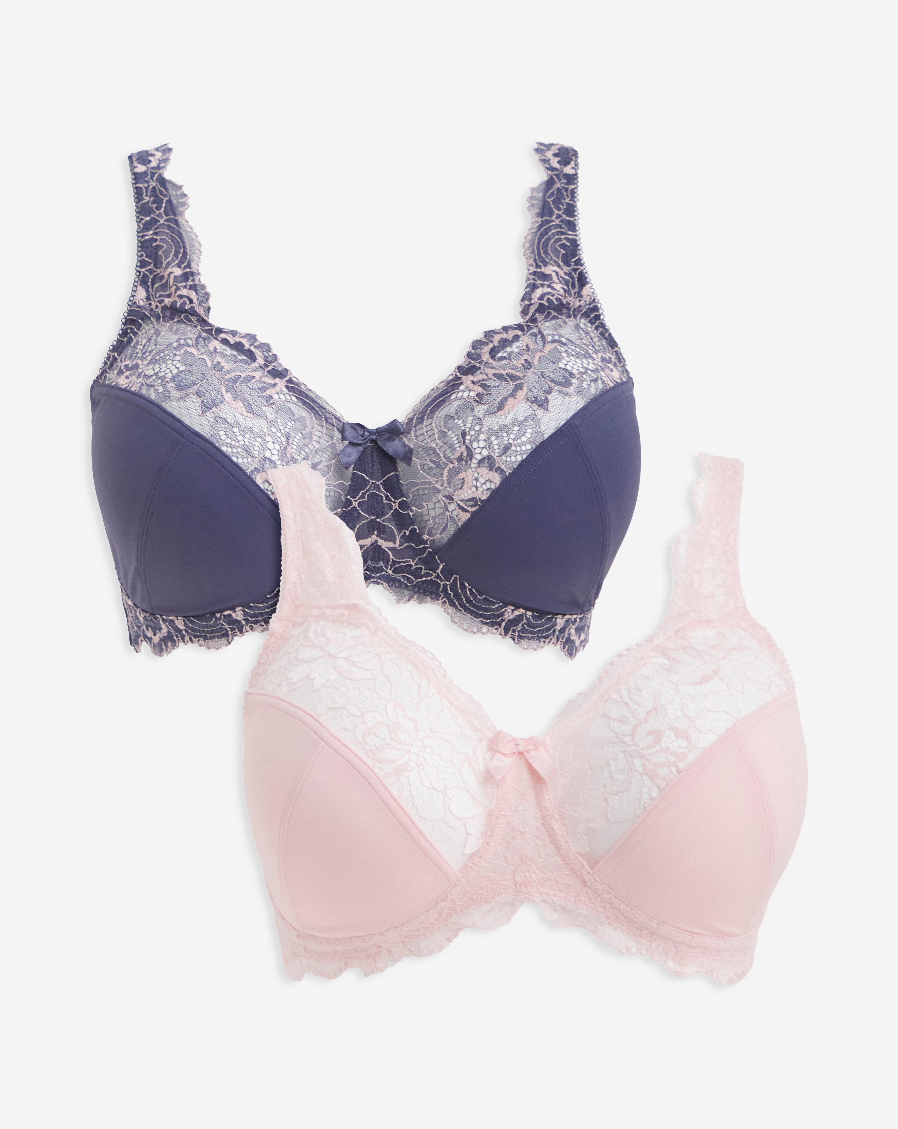 2 Pack Ella Lace Non Wired Full Cup Bras