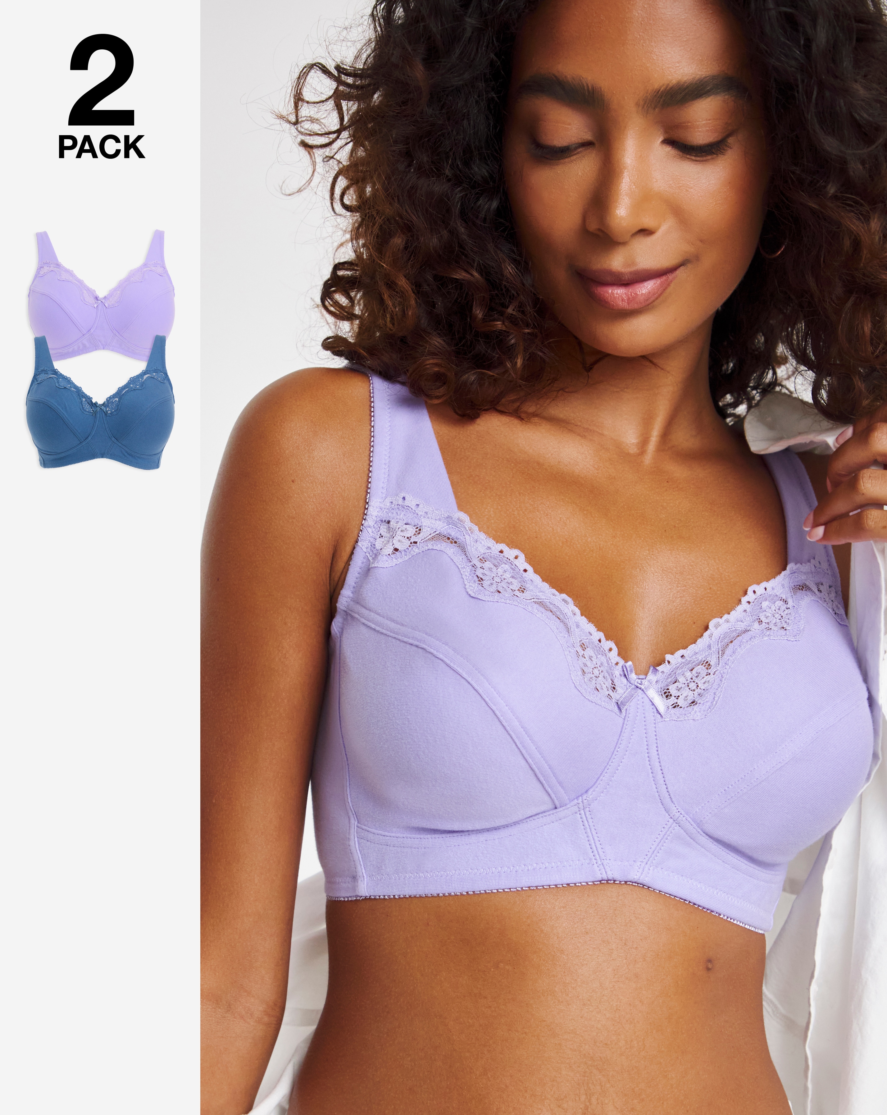 2 Pack Full Cup Non Wired Bras