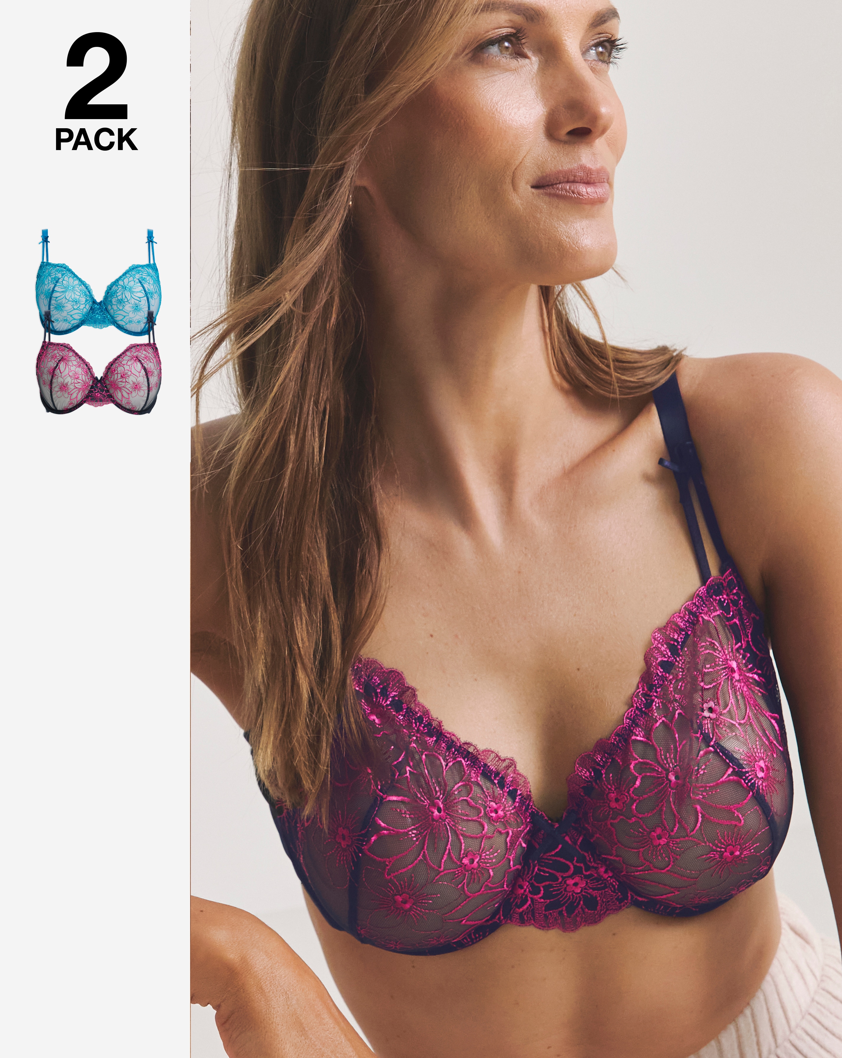 Emily 2 Pack Embroidery Bra