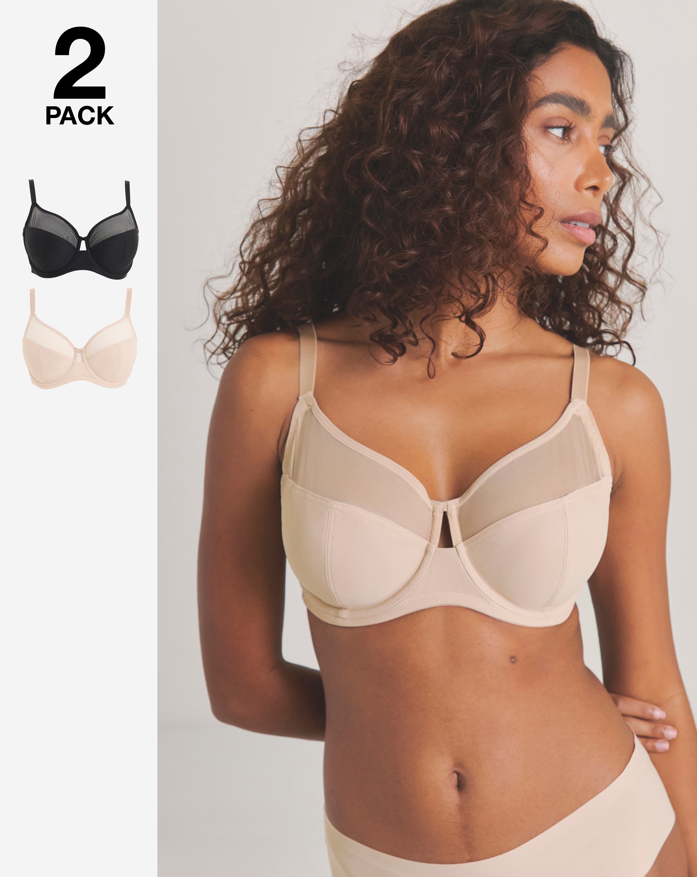 2 Pack Mesh Minimiser Wired Bras