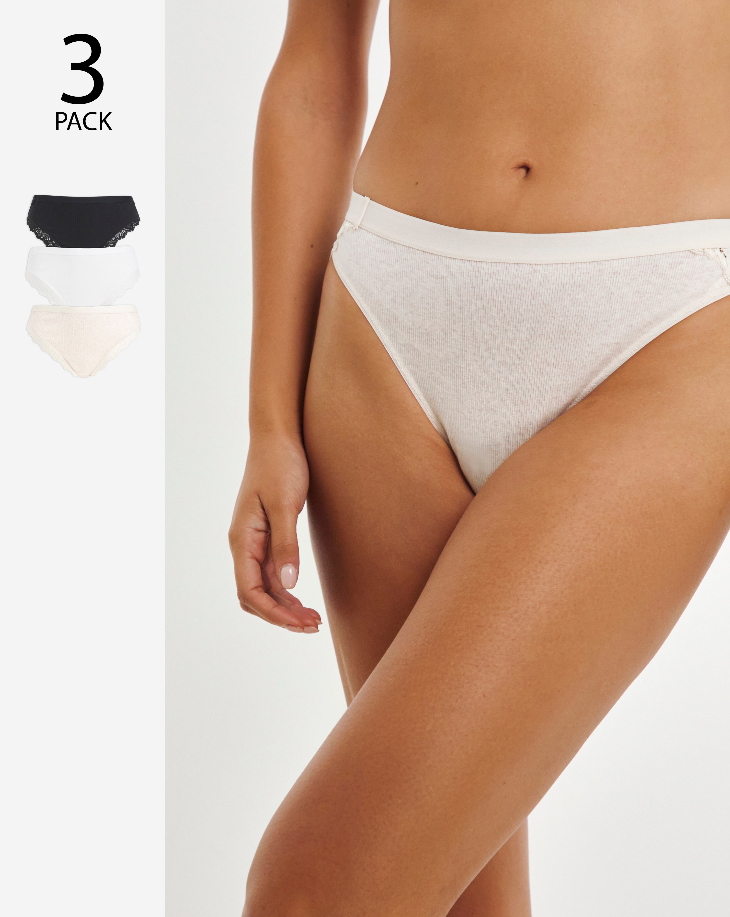 3 Pack Lace Midi Brazilian