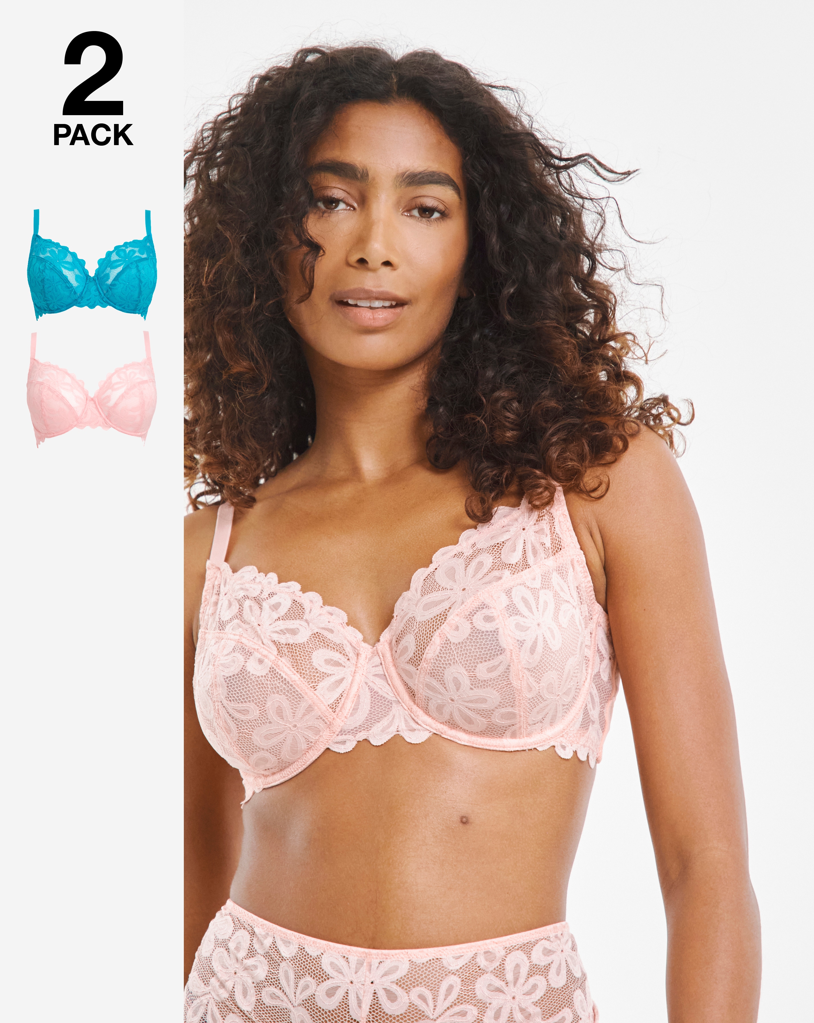 2 Pack Daisy Lace Full Cup Bras