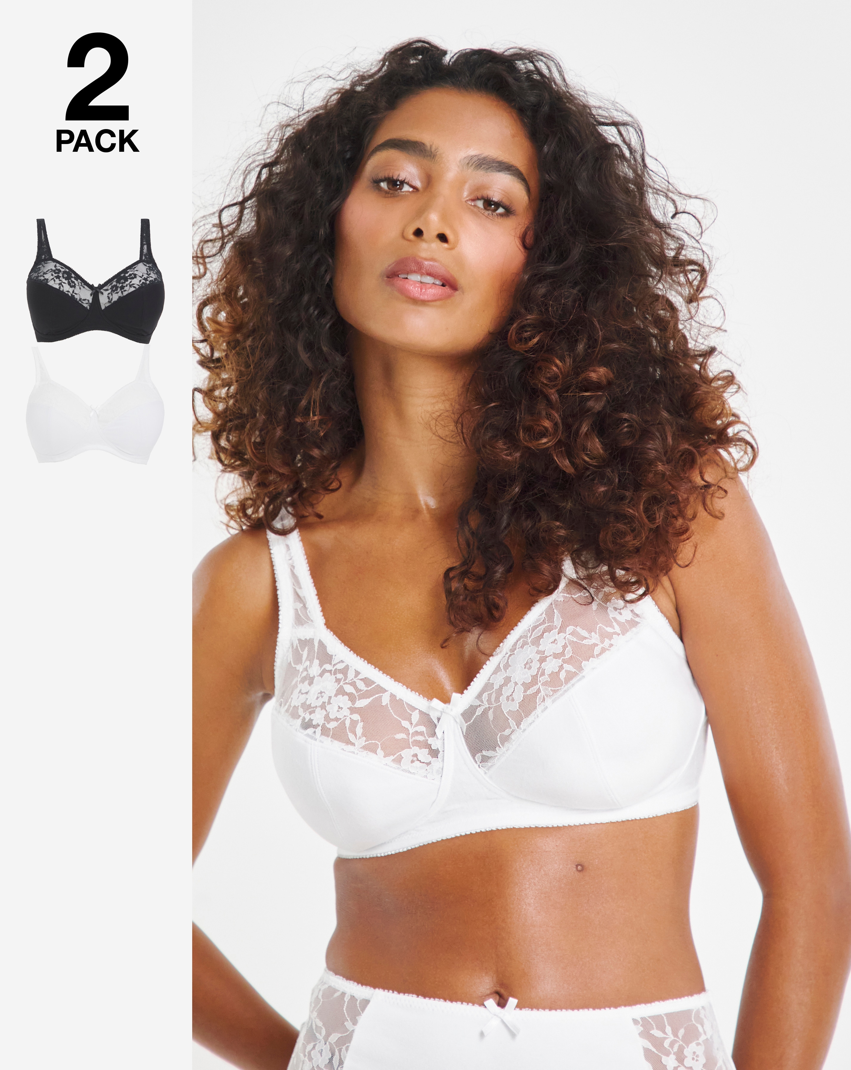 2 Pack Lace Non Wired Full Cup Bras