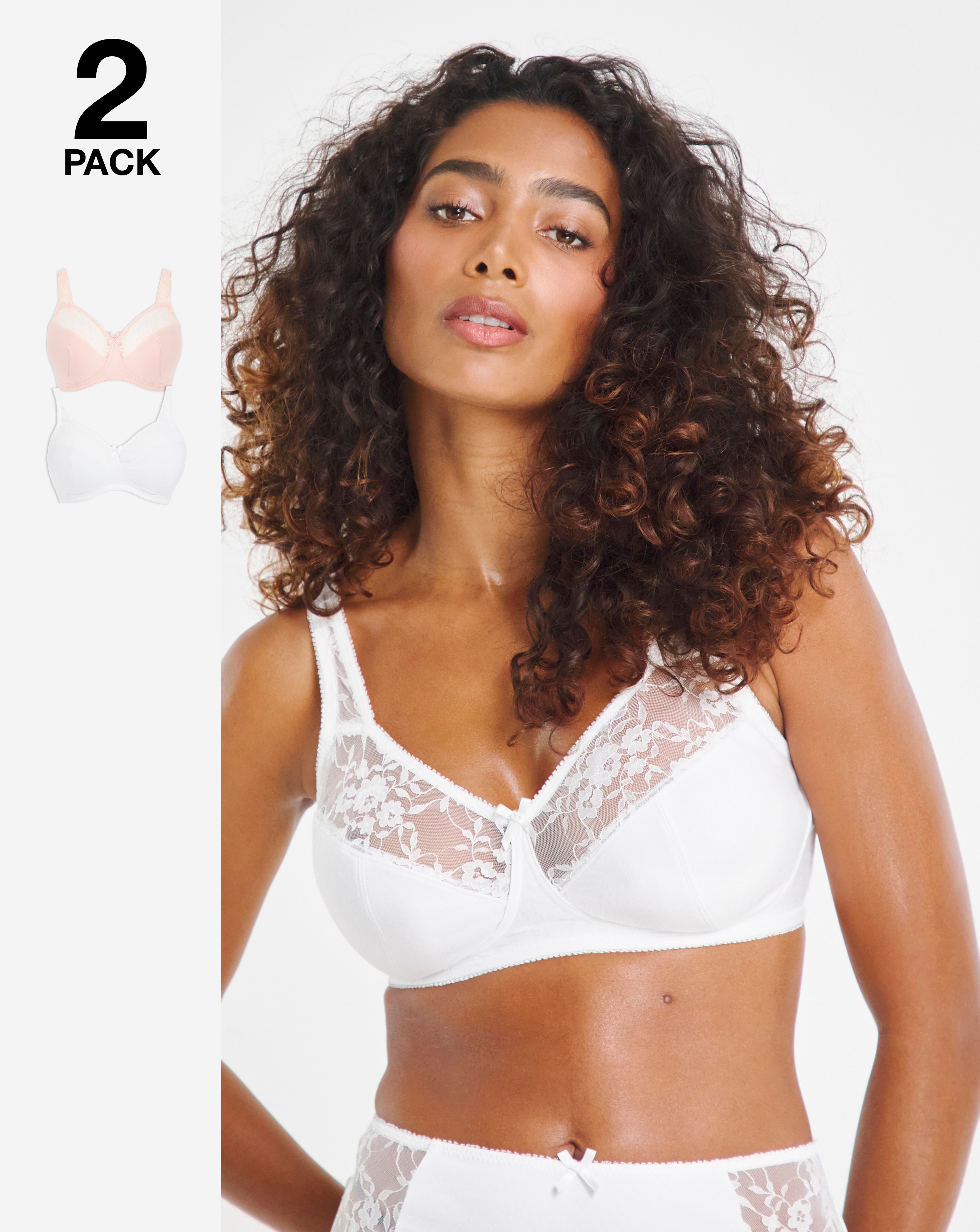 2 Pack Lace Non Wired Full Cup Bras