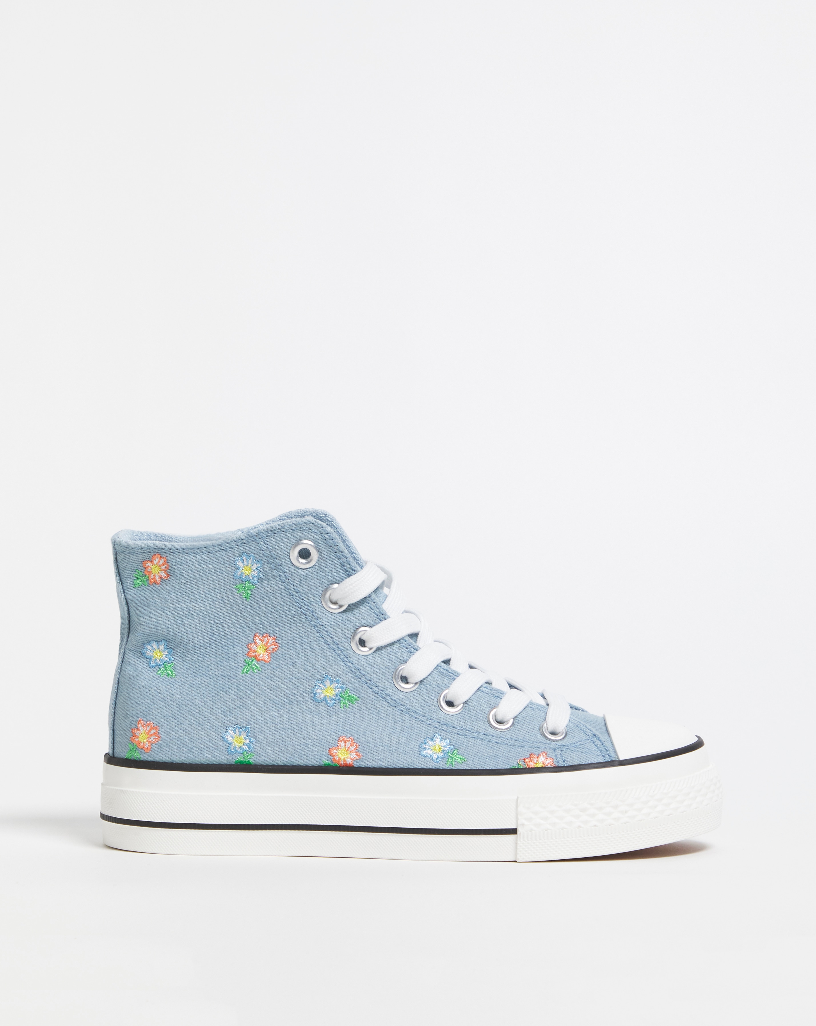 Hi Top Embroided Trainer Wide Fit