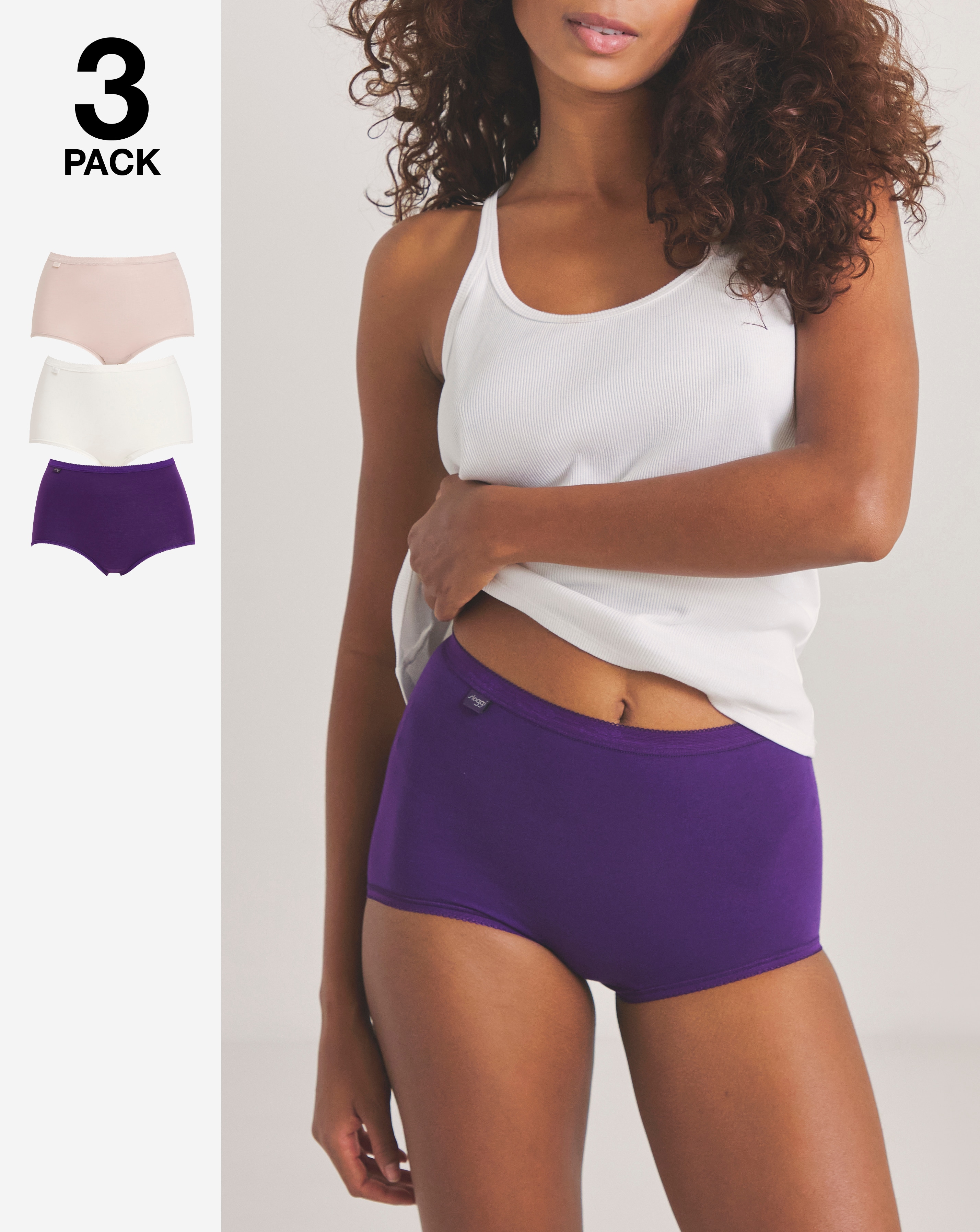 Sloggi 3Pk Basic Maxi Knicker Purple Mix