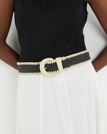 Black Raffia Stretch Belt