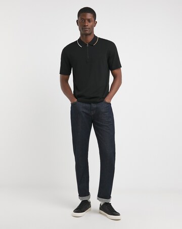 BOSS Short Sleeve Black Zip Neck Polo