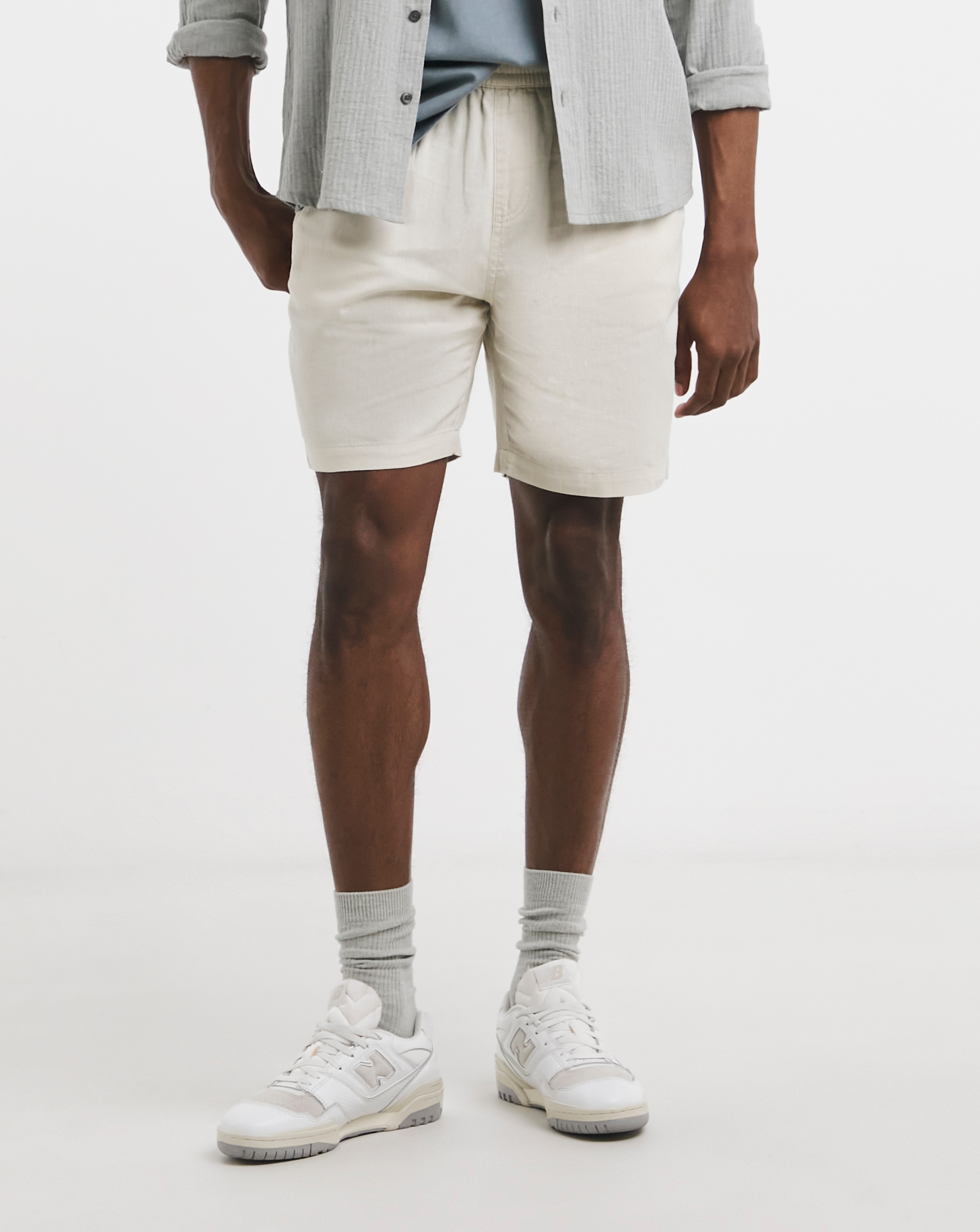 Linen Blend Elasticated Drawcord Short
