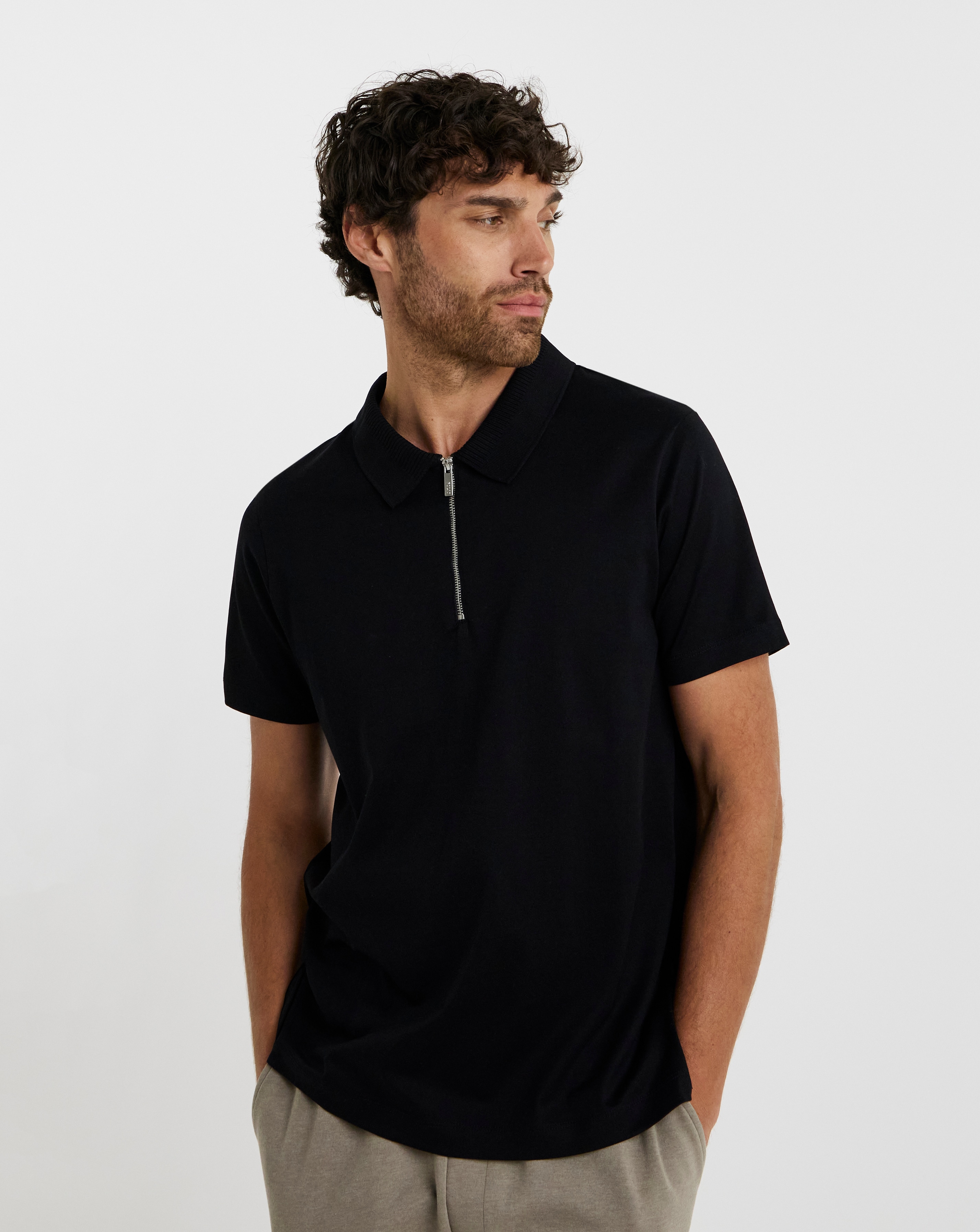 Folio Mercerised Supima Zip Neck Polo