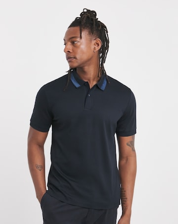 BOSS Contrast Collar Jersey Polo - Dark Blue