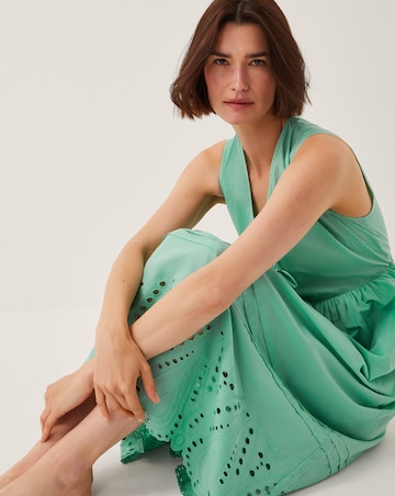 Monsoon Sadie Tie Broderie Midi Dress