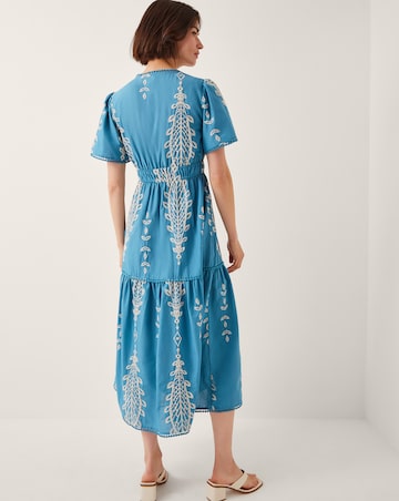 Monsoon Noa Short Sleeve Embroidered Midi Dress