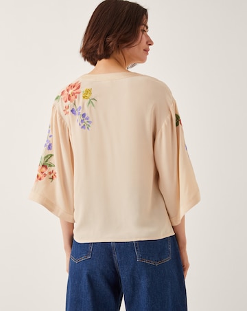 Monsoon Sylvia Floral Embroidered V-Neck Top