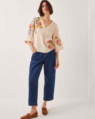 Monsoon Sylvia Floral Embroidered V-Neck Top