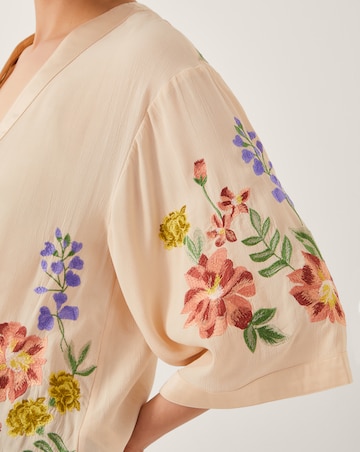 Monsoon Sylvia Floral Embroidered V-Neck Top