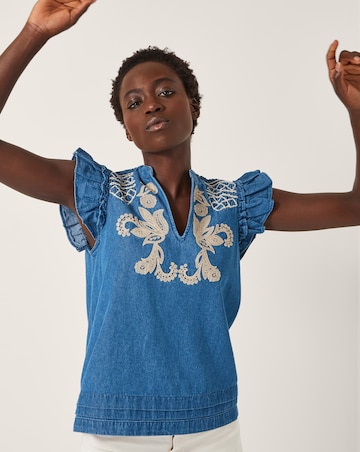 Monsoon Holly Embroidered Denim Top