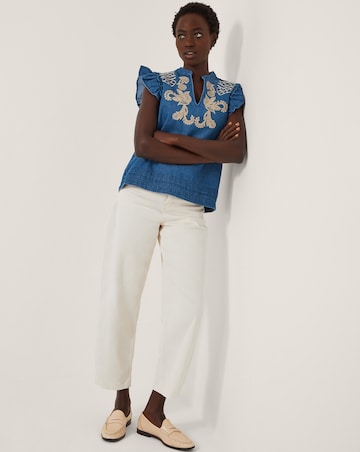 Monsoon Holly Embroidered Denim Top