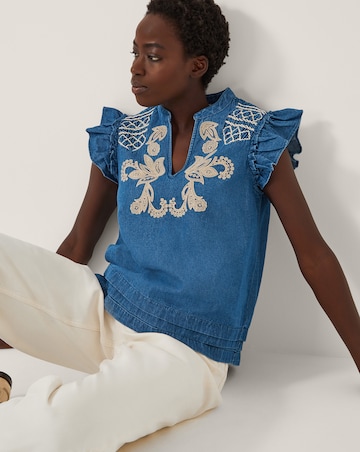 Monsoon Holly Embroidered Denim Top
