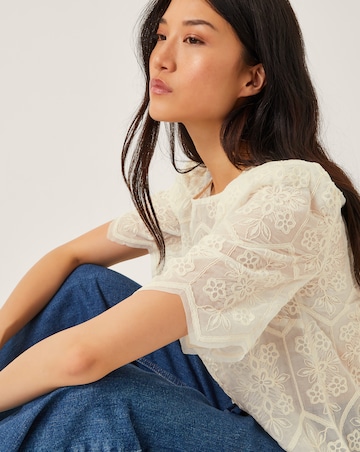 Monsoon Clara Sheer Embroidered Top