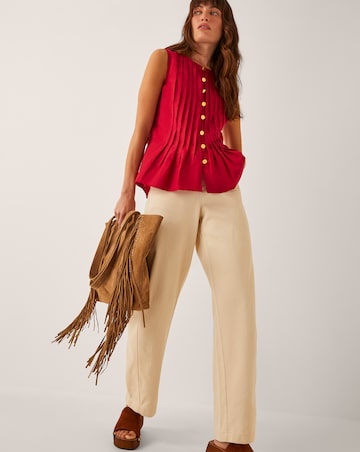 Monsoon Monica Linen Blend Pleated Top