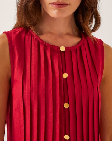 Monsoon Monica Linen Pleated Midi Dress