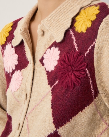 Monsoon Ami Floral Argyle Cardigan