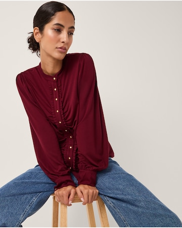 Monsoon Jayne Ruched Frill Jersey Blouse
